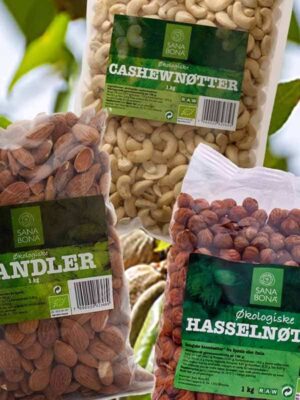 Mandler+ Hassel+Cashew økologisk 3×1 kg