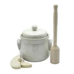 Fermenteringskrukke  2 L hvit med stamper